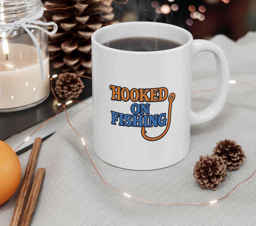 Angler’s Coffee Mug – Hooked on Fishing Design for Outdoors Enthusiasts