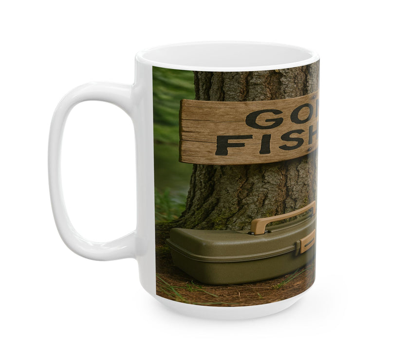 Hooked on Coffee and the Outdoors – Gone Fishin’ Ceramic Mug for Fishermen