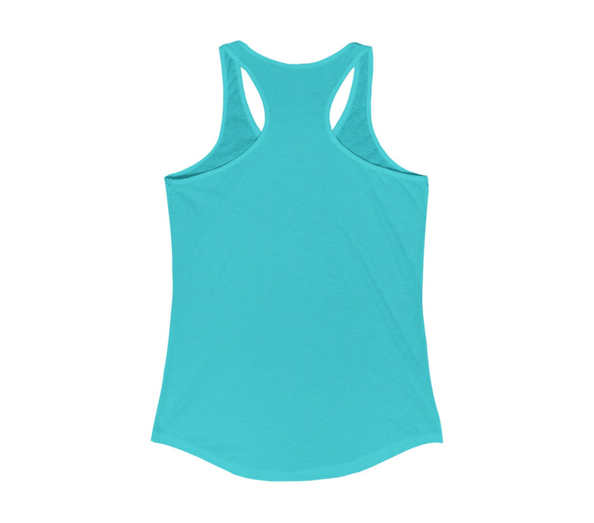 Back view of Tahiti blue tank top