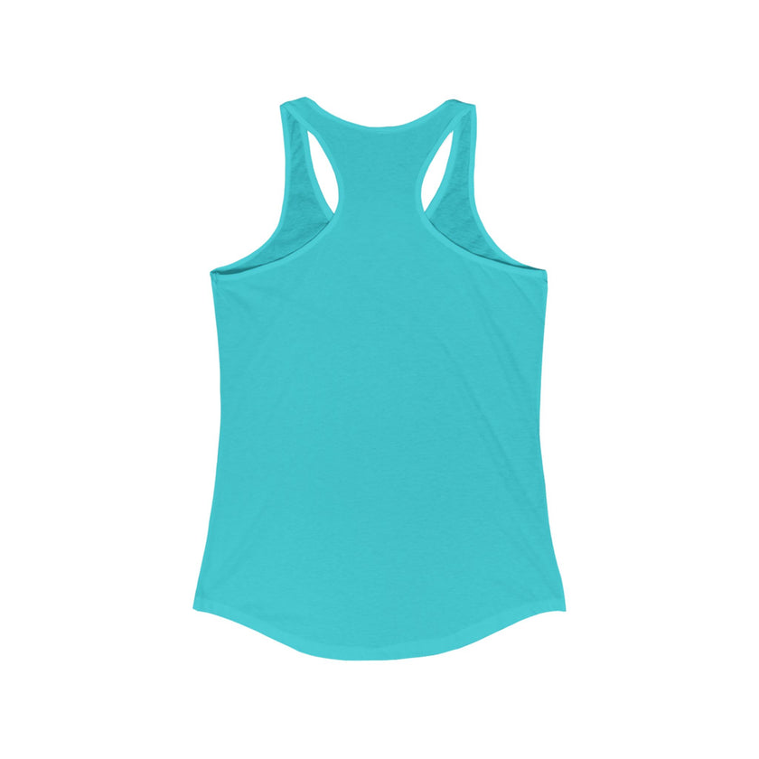 Back view of Tahiti blue tank top