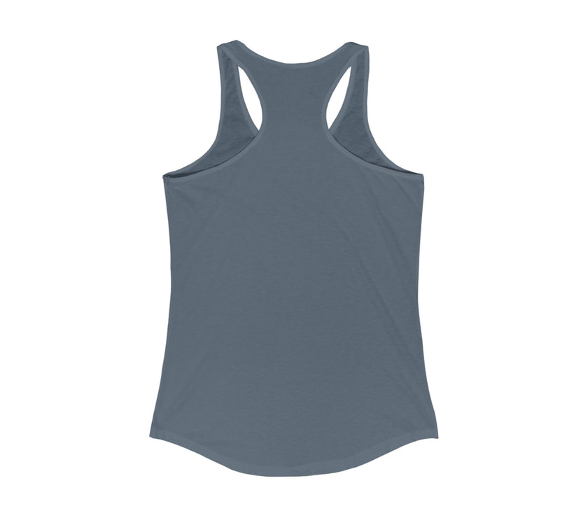 Back view of indigo tank top