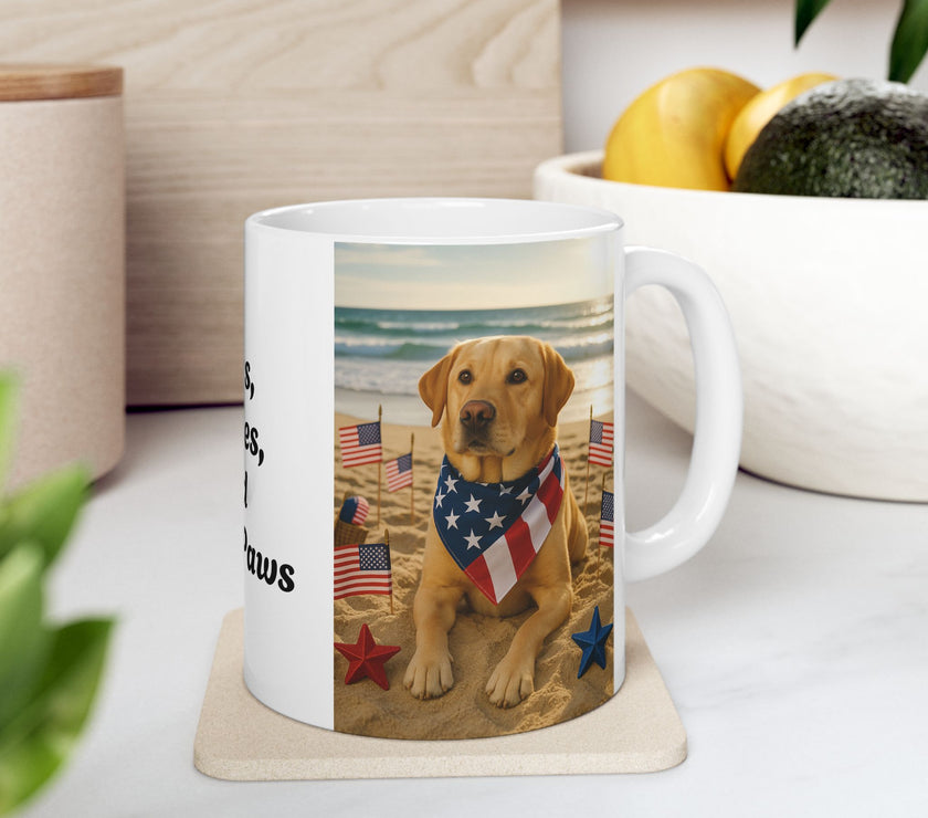 Stars, Stripes & Sandy Paws Patriotic Dog Mug