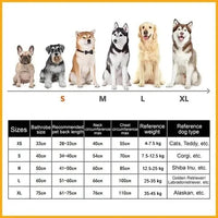 Multi-purpose Soft Dog Bathrobe Size Chart
