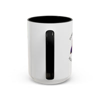 Two tone ceramic mug featuring a dachshund next to dumbbells and the humorous text 'Dumbbells? Belly Rubs?', designed for dog lovers and fitness enthusiasts.
