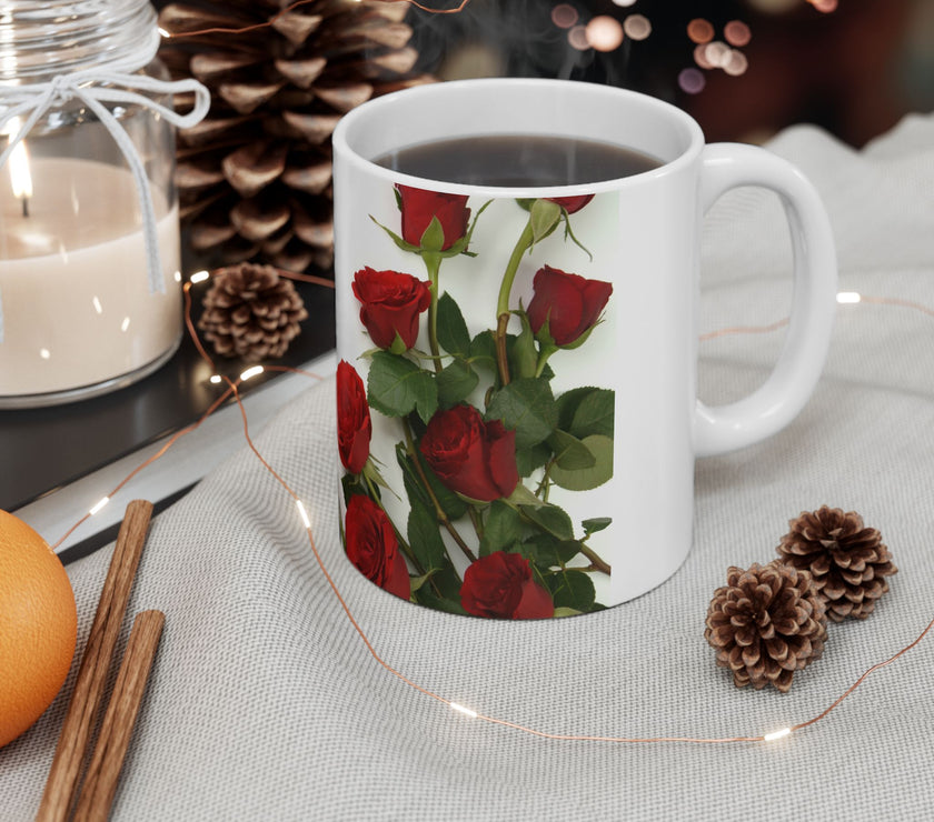 Elegant Floral Coffee Mug for Mom with Timeless Mother's Quote   "A mother teaches without words and loves without ." 