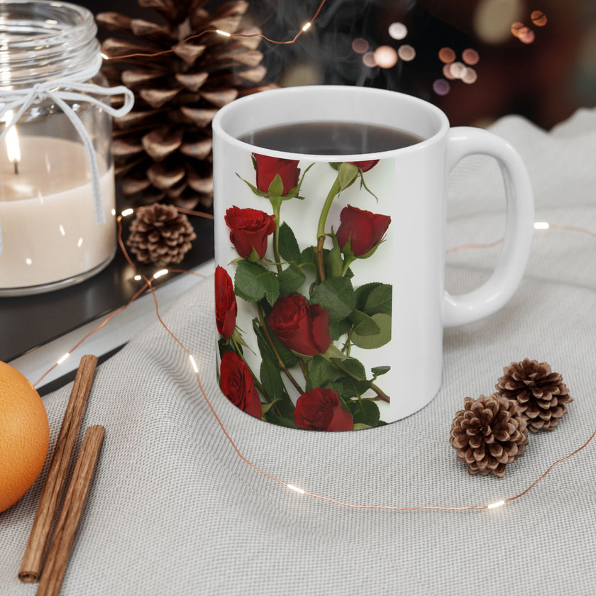 Elegant Floral Coffee Mug for Mom with Timeless Mother's Quote   "A mother teaches without words and loves without ." 