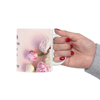 Peony Flower Coffee Mug for Mom – with message “You Taught Me to Dream, Believe, and Never Give Up”