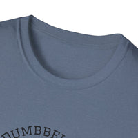 Close-up of a blue shirt with text on a white background