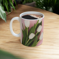 Mother’s Day Mug with Tulip Design – “All That I Am I Owe to My Mother”