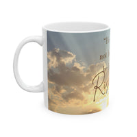 Morning Blessings Mug – Christian Ceramic Coffee Cup witn message  “He is not here; he has Risen – Matthew 28:6” ceramic mug.