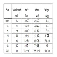size chart for dog life vest
