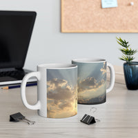 Morning Blessings Mug – Christian Ceramic Coffee Cup witn message  “He is not here; he has Risen – Matthew 28:6” ceramic mug.