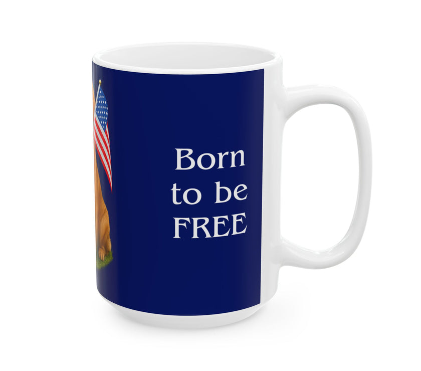 Patriotic Golden Retriever Mug – Born to Be Free Dog Lover Gift