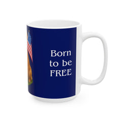 Patriotic Golden Retriever Mug – Born to Be Free Dog Lover Gift