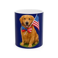 Patriotic Golden Retriever Mug – Born to Be Free Dog Lover Gift