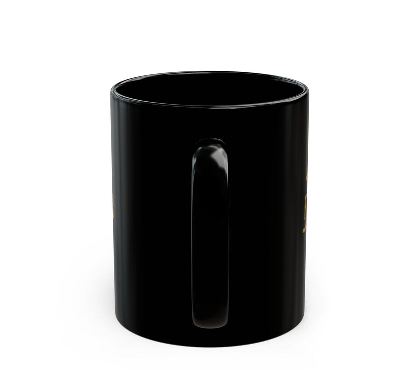 Black ceramic mug with gold Happy Father’s Day script, perfect gift for dads who enjoy stylish and meaningful coffee mugs