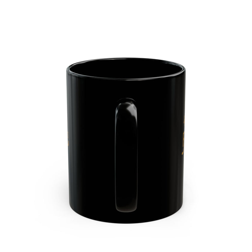Black ceramic mug with gold Happy Father’s Day script, perfect gift for dads who enjoy stylish and meaningful coffee mugs