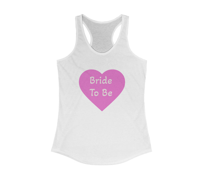 White tank top with a pink heart and 'Bride To Be' text