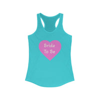 Tahiti blue tank top with a pink heart and 'Bride To Be' text