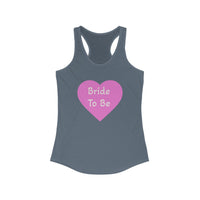 Indigo tank top with a pink heart and 'Bride To Be' text