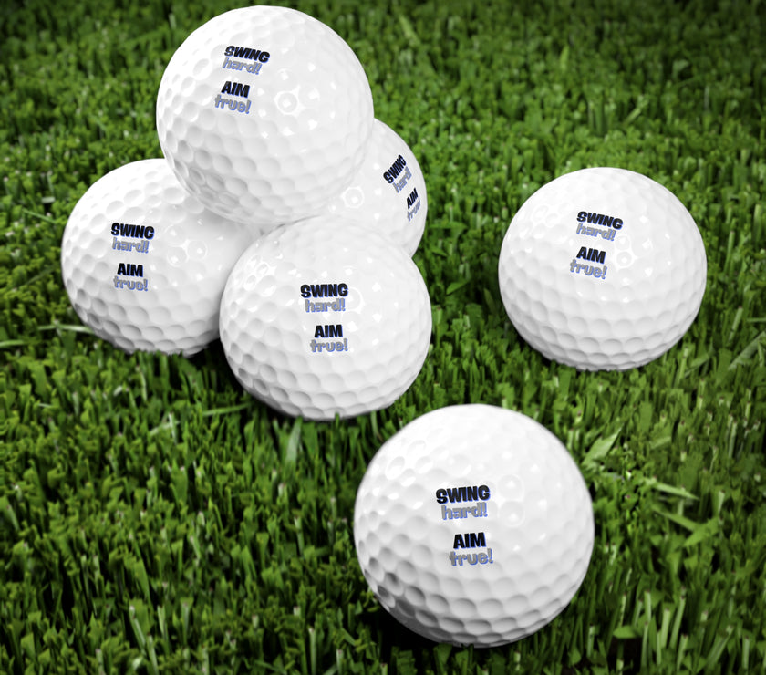 Motivational Golf Ball Set – “Swing Hard, Aim True!” (6-Pack)