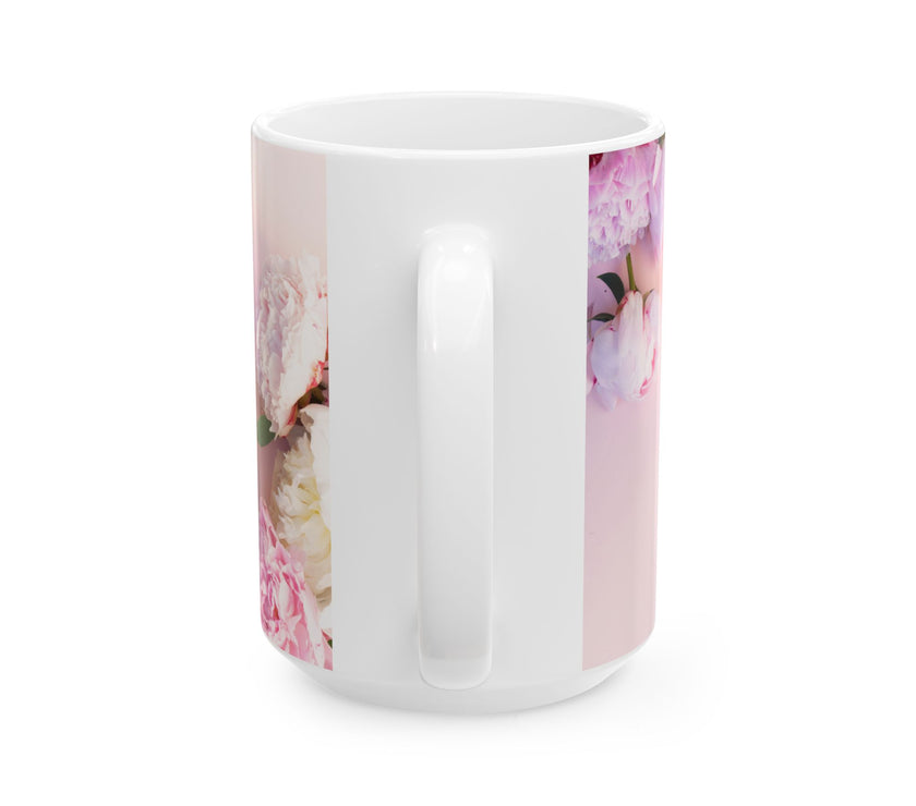 Peony Flower Coffee Mug for Mom – with message “You Taught Me to Dream, Believe, and Never Give Up”