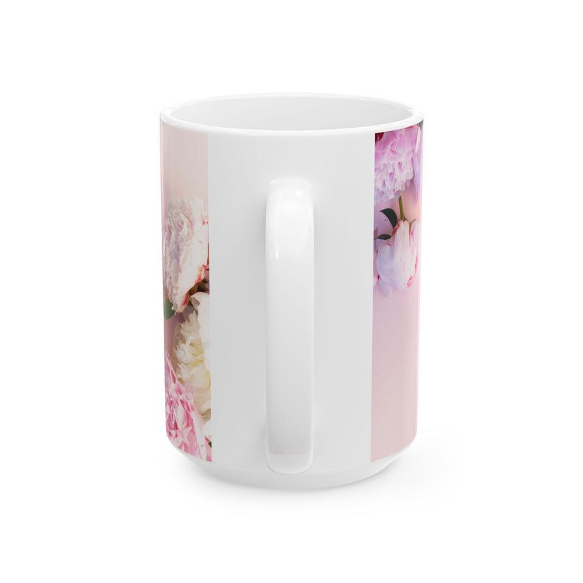 Peony Flower Coffee Mug for Mom – with message “You Taught Me to Dream, Believe, and Never Give Up”