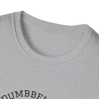 Gray t-shirt with 'Dumbbell' text on a white background
