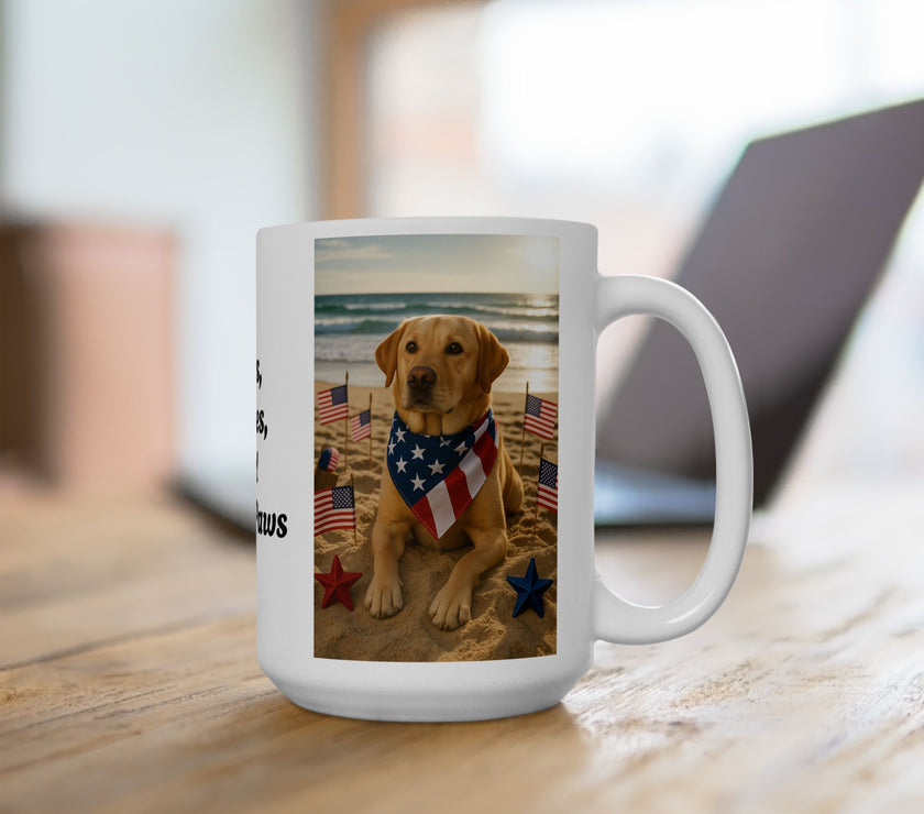 Stars, Stripes & Sandy Paws Patriotic Dog Mug