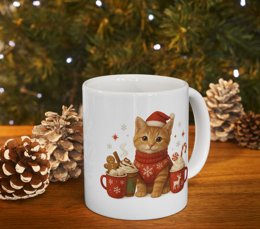 Warm Hugs & Whiskers Christmas Cat Mug