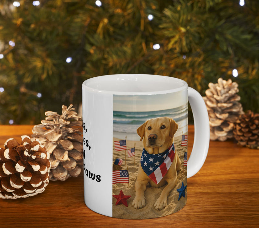 Stars, Stripes & Sandy Paws Patriotic Dog Mug