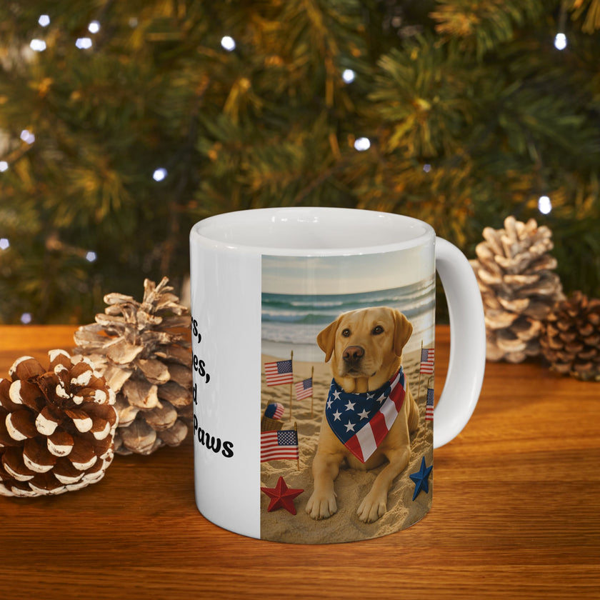 Stars, Stripes & Sandy Paws Patriotic Dog Mug