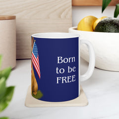 Patriotic French Bulldog Mug – Born to Be Free Dog Lover Gift