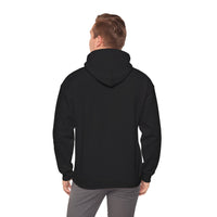 Person wearing a black hoodie from behind on a white background