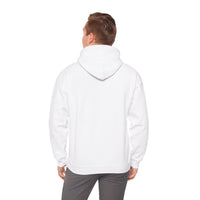 Person wearing a white hoodie on a white background