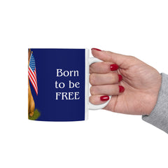 Patriotic French Bulldog Mug – Born to Be Free Dog Lover Gift
