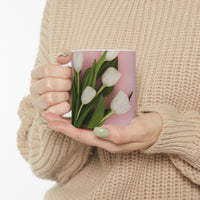 Mother’s Day Mug with Tulip Design – “All That I Am I Owe to My Mother”