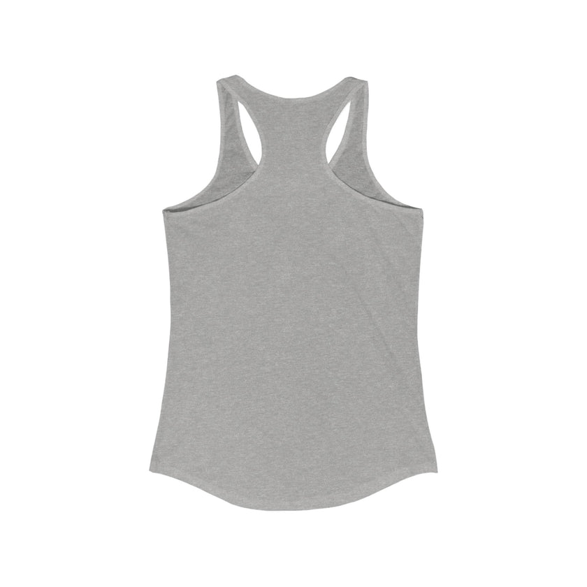Back view of heather gray tank top