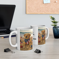Stars, Stripes & Sandy Paws Patriotic Dog Mug