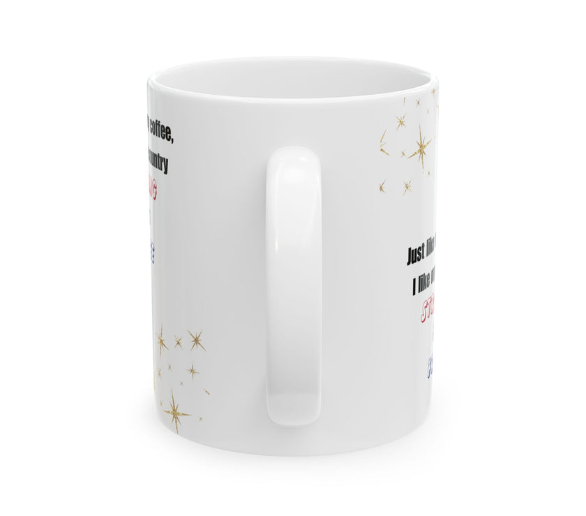 Patriotic Coffee Mug – Strong & Free American Flag Cup