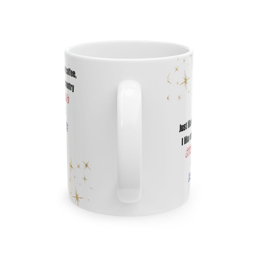 Patriotic Coffee Mug – Strong & Free American Flag Cup