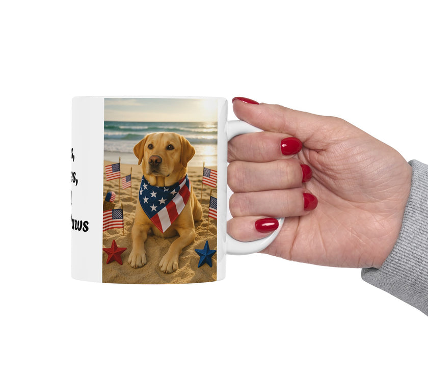 Stars, Stripes & Sandy Paws Patriotic Dog Mug