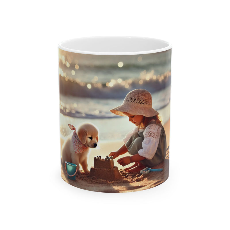 Sand, Sun and Puppy Fun Ceramic Mug, 11oz, 15oz,