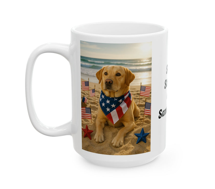 Stars, Stripes & Sandy Paws Patriotic Dog Mug