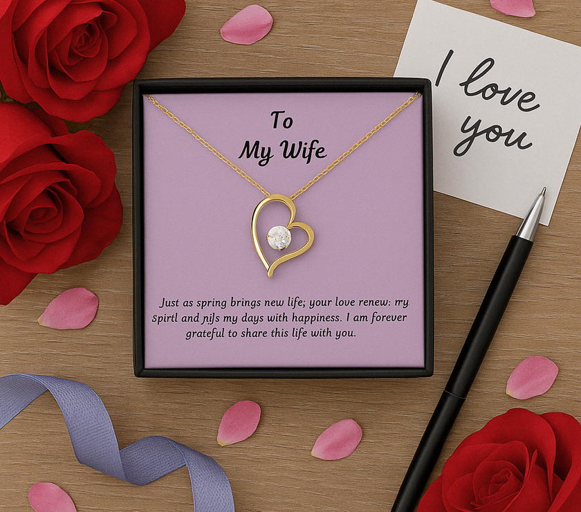 To My Wife Forever Love Necklace – Elegant Heart Pendant Gift for Her