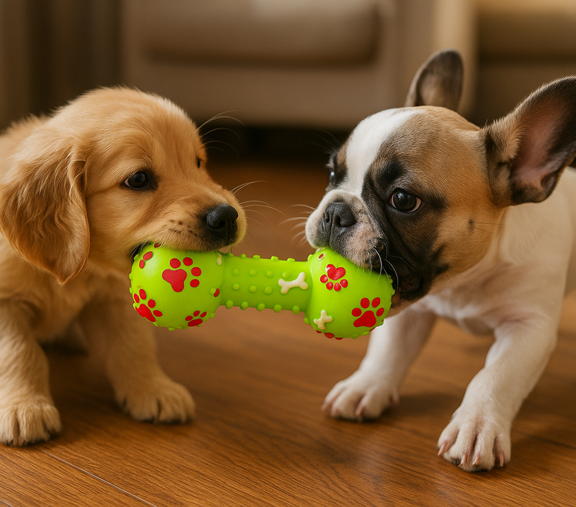 Dog Toy Interactive Squeaky Dumbbell for Puppies