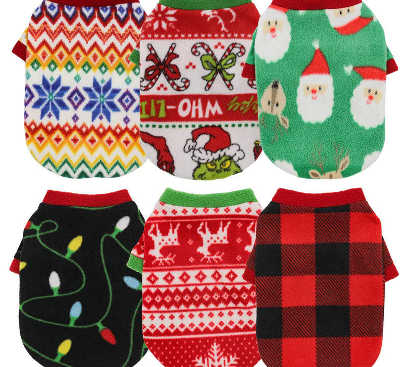 6 assorted sweaters for dogs in Christmas designs