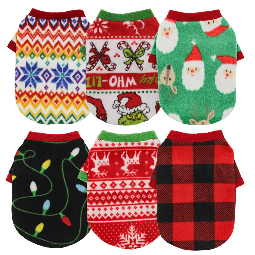 6 assorted sweaters for dogs in Christmas designs