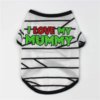 Pet shirt with 'I Love My Mummy' text on a white background