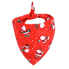 Red bandana with Santa Claus pattern on a white background